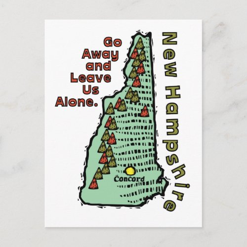 New Hampshire NH Motto  Go Away  Leave Us Alone Postcard