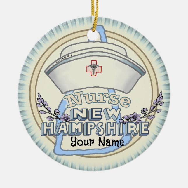 New Hampshire Nurse Ceramic Ornament (Front)