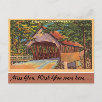 New Hampshire, Old Covered Bridge, White Mountains Postcard