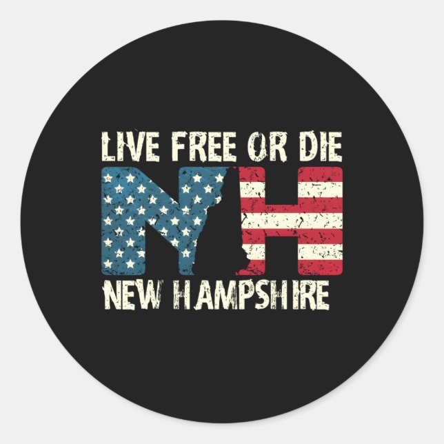 New Hampshire Patriotic Live Free Or Die Product Classic Round Sticker (Front)