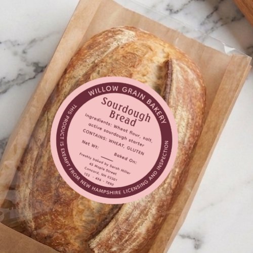 New Hampshire Pink Cottage  Sourdough Bread Label