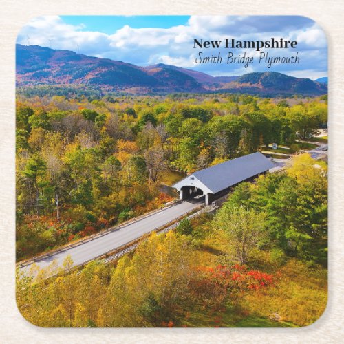 New Hampshire Plymouth Smith Bridge Square Paper Coaster