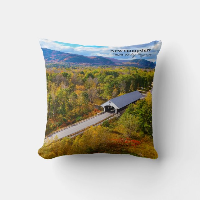New Hampshire Plymouth Smith Bridge Throw Pillow (Front)