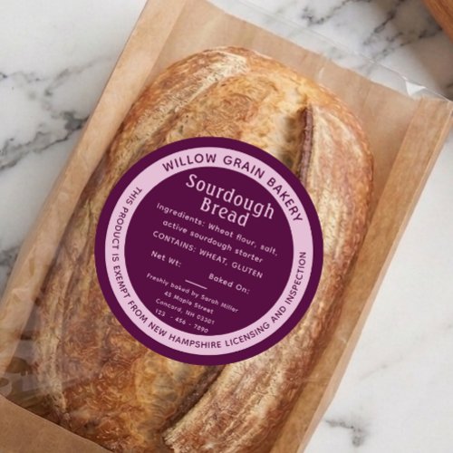 New Hampshire Purple Cottage Sourdough Bread Label
