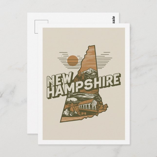 New Hampshire Retro Travel Design Iconic US States Postcard (Front/Back)