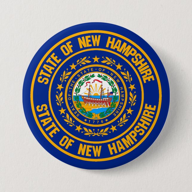 New Hampshire Round Emblem Button (Front)