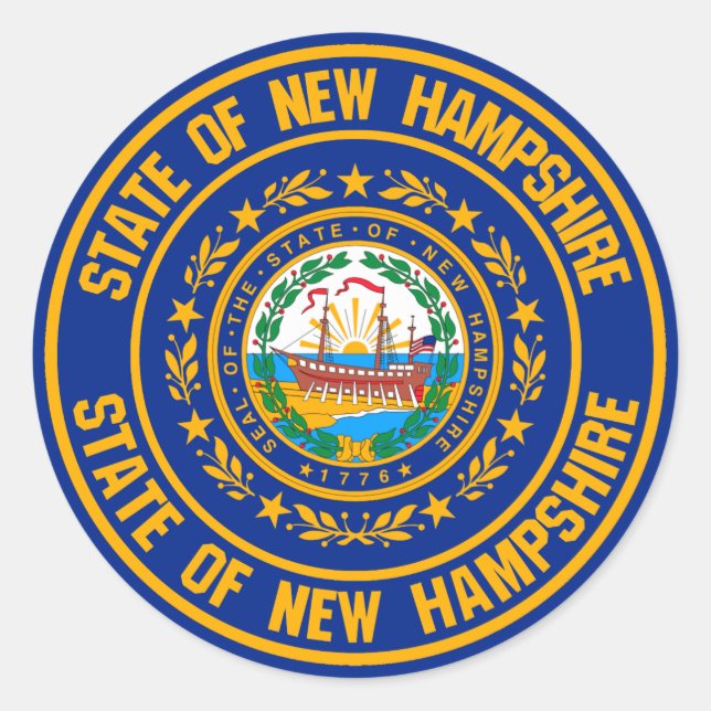 New Hampshire Round Emblem Classic Round Sticker (Front)