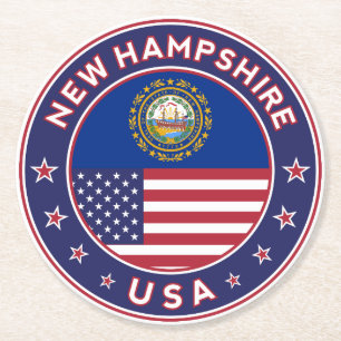 New Hampshire Round Paper Coaster