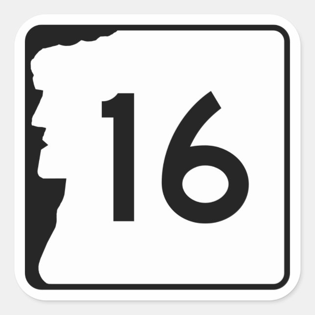 New Hampshire Route 16 Square Sticker (Front)