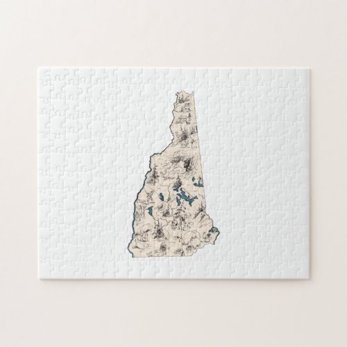 New Hampshire Shaped Vintage Picture Map Jigsaw Puzzle