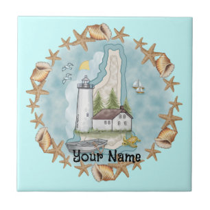 New Hampshire Shells Lighthouse Tile