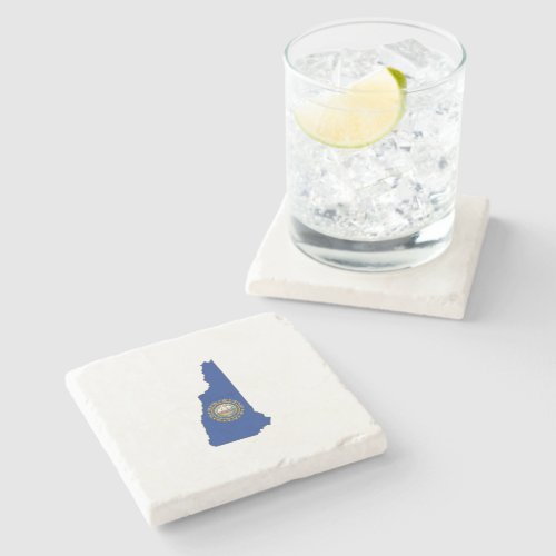 New Hampshire Silhouette Map Shaped State Flag Stone Coaster