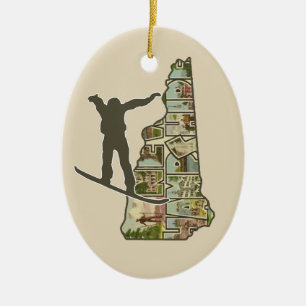 New Hampshire snowboarder Christmas tree ornament