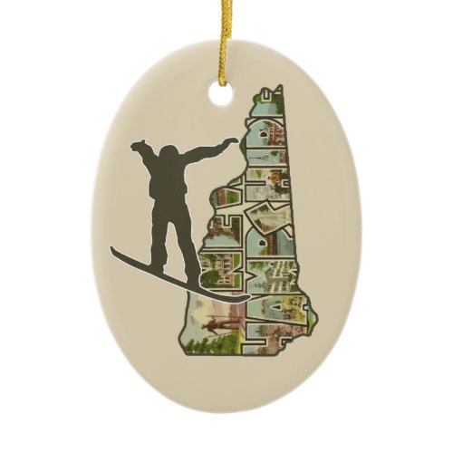 New Hampshire snowboarder Christmas tree ornament