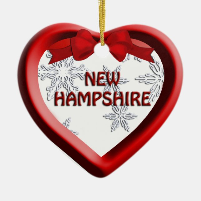 New Hampshire Snowflake Heart Christmas Ornament (Front)
