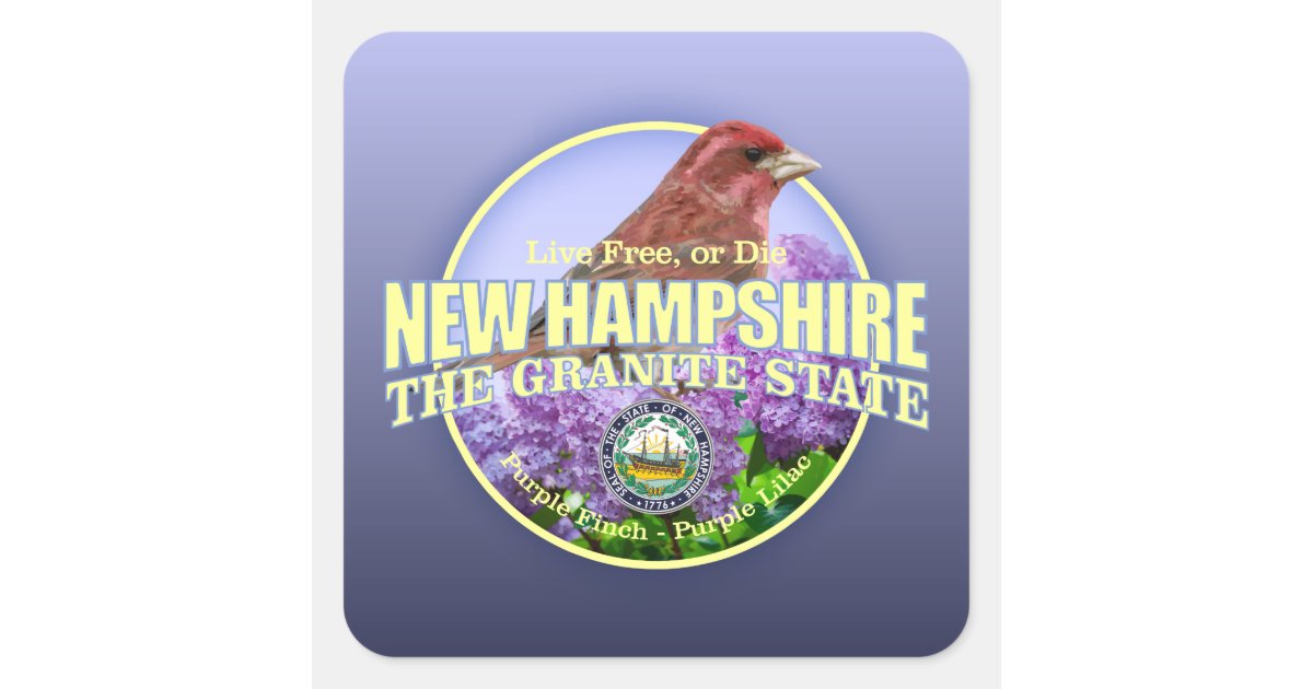 New Hampshire State Bird &amp; Flower Square Sticker | Zazzle.com