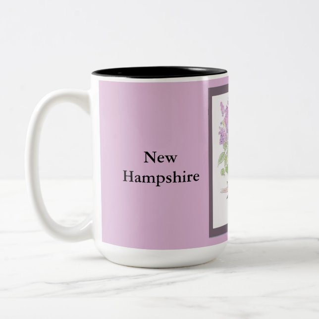 NEW HAMPSHIRE State bird & flower Two-Tone Coffee Mug (Left)