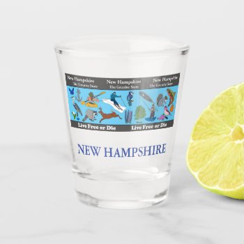 New Hampshire State Commemorative Shot Glass by TravelingMandalas at Zazzle
