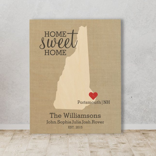 New Hampshire State Custom Family Name Established Wood Wall Decor (Creator Uploaded)