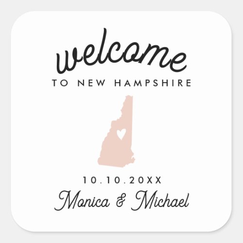 NEW HAMPSHIRE State Destination Wedding ANY COLOR Square Sticker