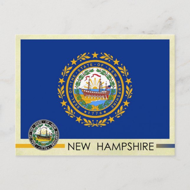 New Hampshire State Flag and Seal Postcard (Front)