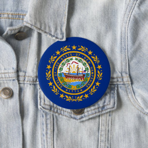 New Hampshire State Flag Button