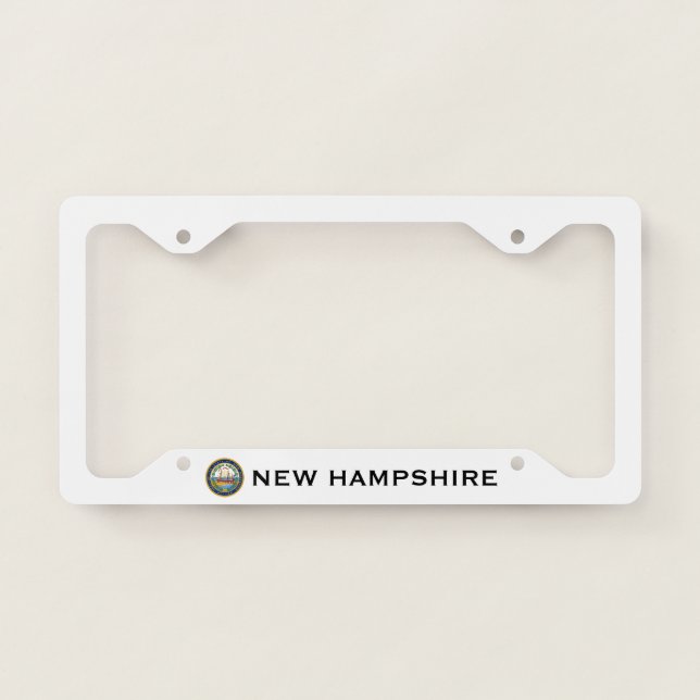 New Hampshire State Flag Custom White   License Plate Frame (Front)