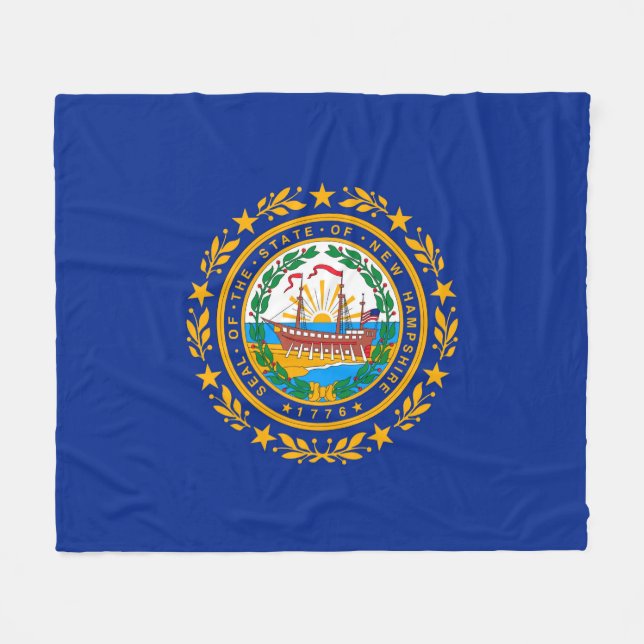 New Hampshire State Flag Design Fleece Blanket (Front (Horizontal))