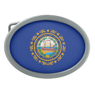 New Hampshire State Flag Design Oval Belt Buckle