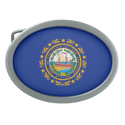 New Hampshire State Flag Design Oval Belt Buckle