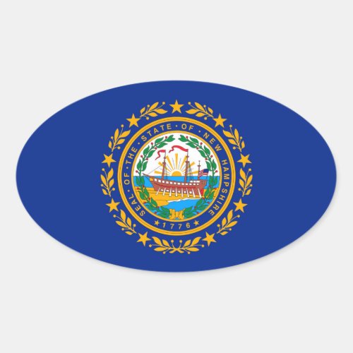New Hampshire State Flag Design Oval Sticker