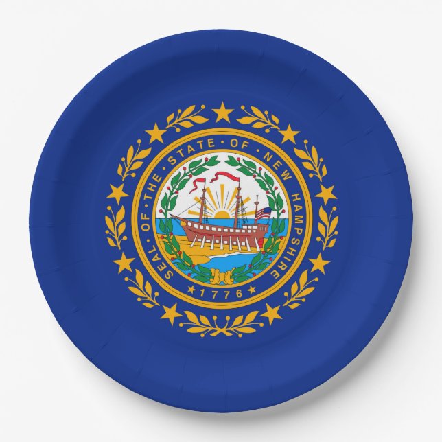 New Hampshire State Flag Design Paper Plates (Front)