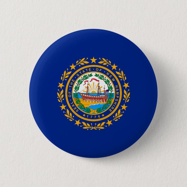 New Hampshire State Flag Design Pinback Button (Front)