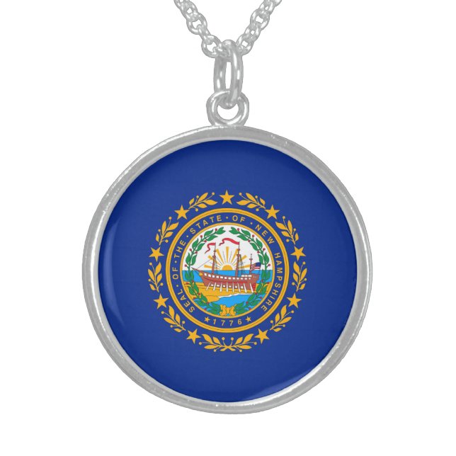 New Hampshire State Flag Design Sterling Silver Necklace (Front)