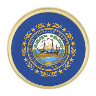 New Hampshire State Flag Gold Finish Lapel Pin