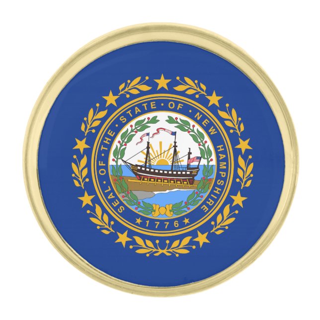 New Hampshire State Flag Gold Finish Lapel Pin (Front)