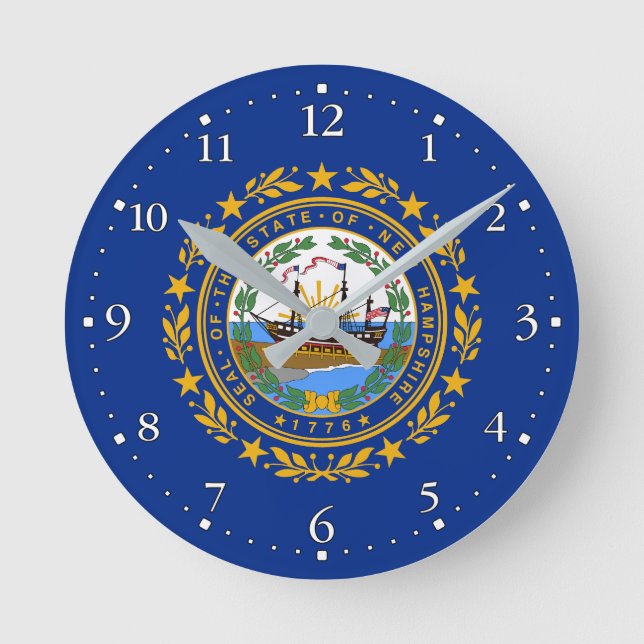 New Hampshire State Flag Round Clock (Front)