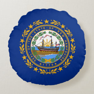 New Hampshire State Flag Round Pillow