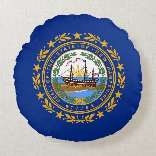 New Hampshire State Flag Round Pillow (Front)