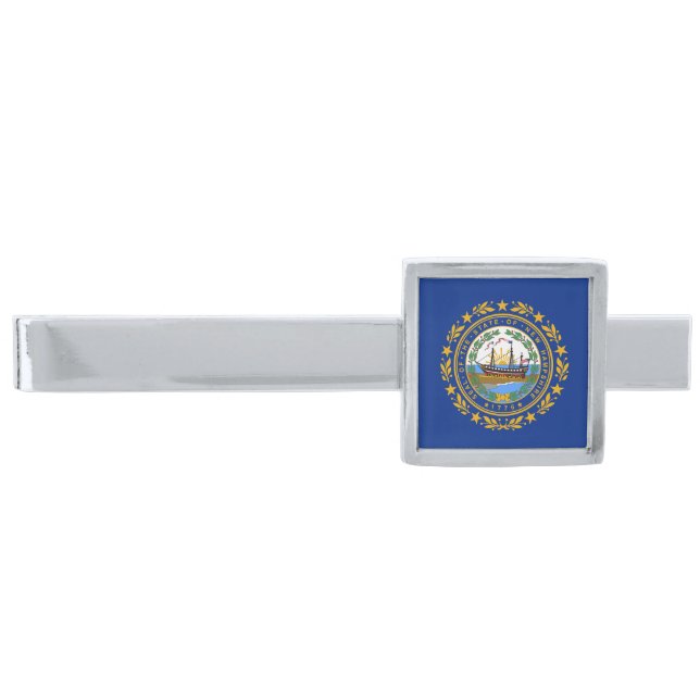 New Hampshire State Flag Silver Finish Tie Bar (Front)