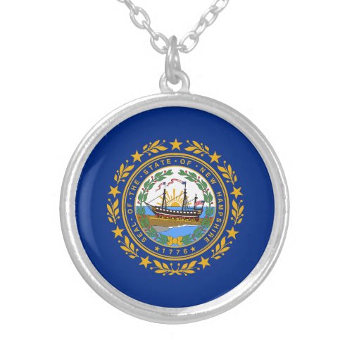 New Hampshire State Flag Silver Plated Necklace
