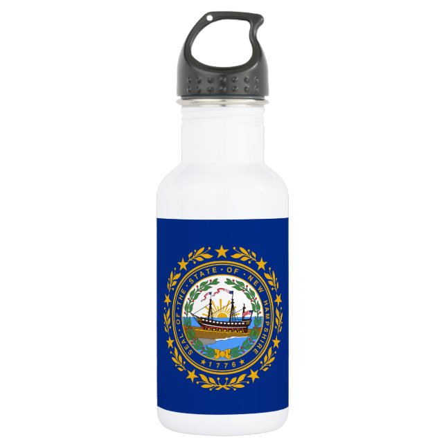 New Hampshire State Flag Stainless Steel Water Bottle (Front)