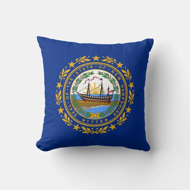 New Hampshire State Flag Throw Pillow (Front)