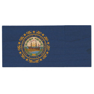 New Hampshire State Flag Wood Flash Drive