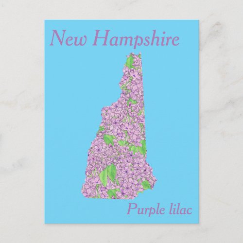 New Hampshire State Flower Collage Map Postcard