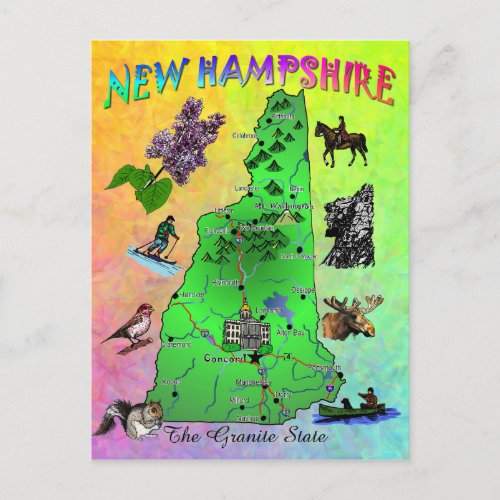 New Hampshire State map card