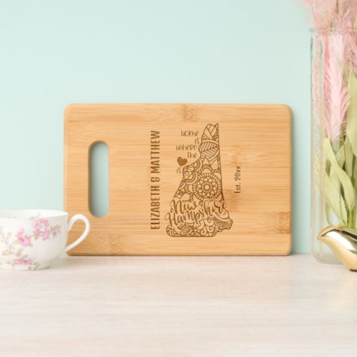 New Hampshire state map outline newly weds USA Cutting Board