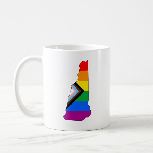New Hampshire State Pride LGBTQ Progress Pride Coffee Mug (Left)
