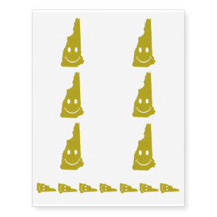 New Hampshire State Shape Smiley Face Temporary Tattoos