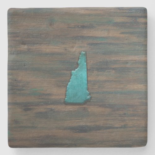 New Hampshire State Shape Teal Stone Coaster